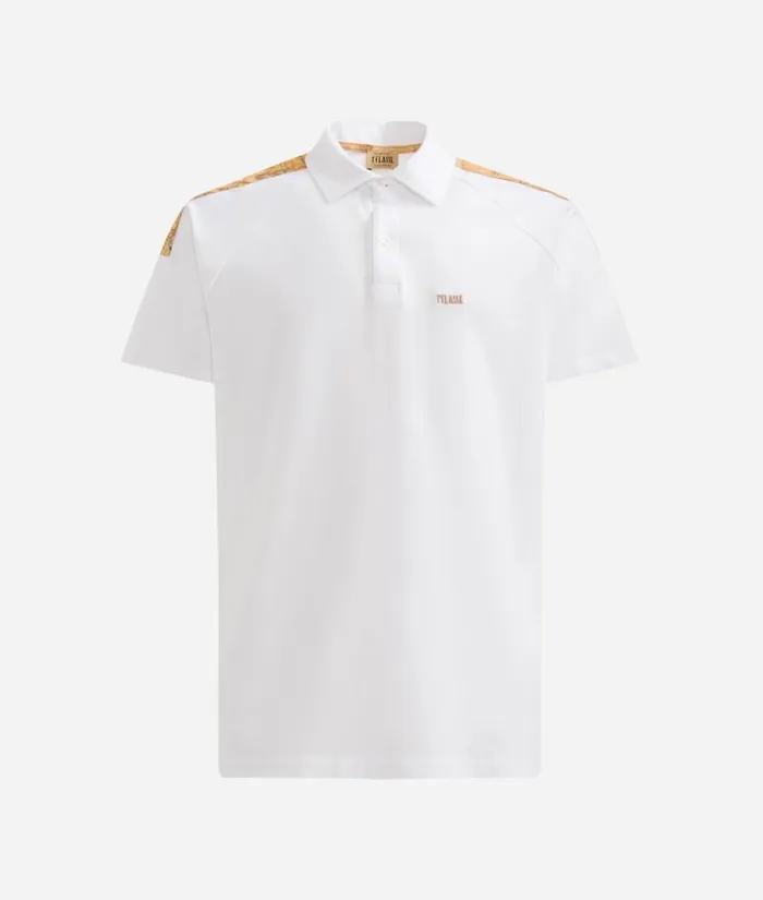 Man Knitwears Shirts and TShirts Alviero Martini Stretch Cotton Polo Shirt With Shoulder Details White