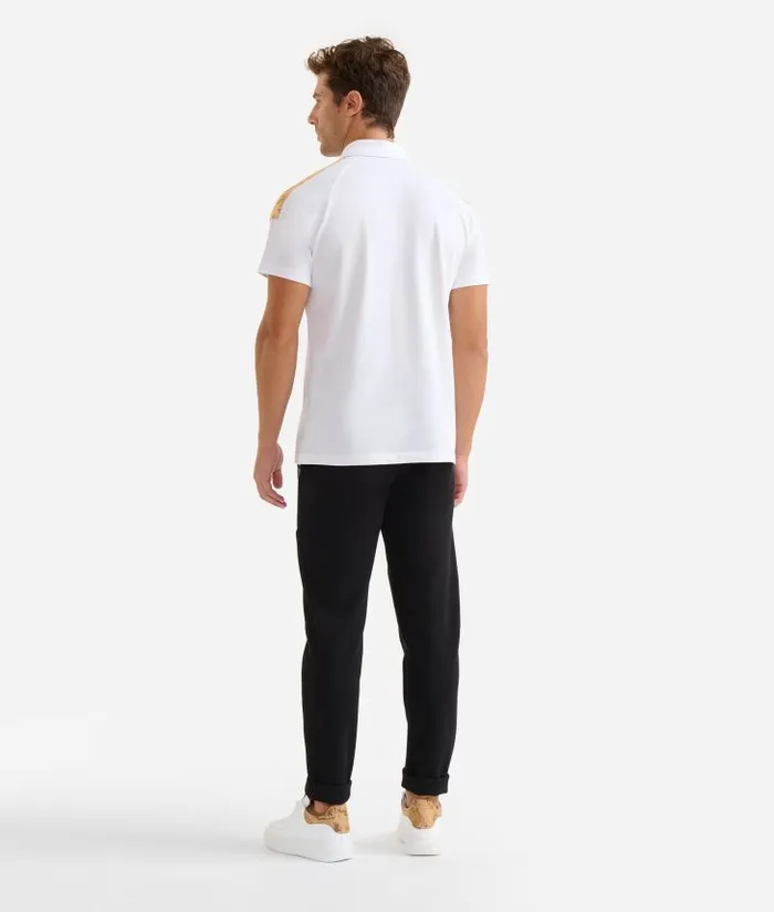 Man Knitwears Shirts and TShirts Alviero Martini Stretch Cotton Polo Shirt With Shoulder Details White