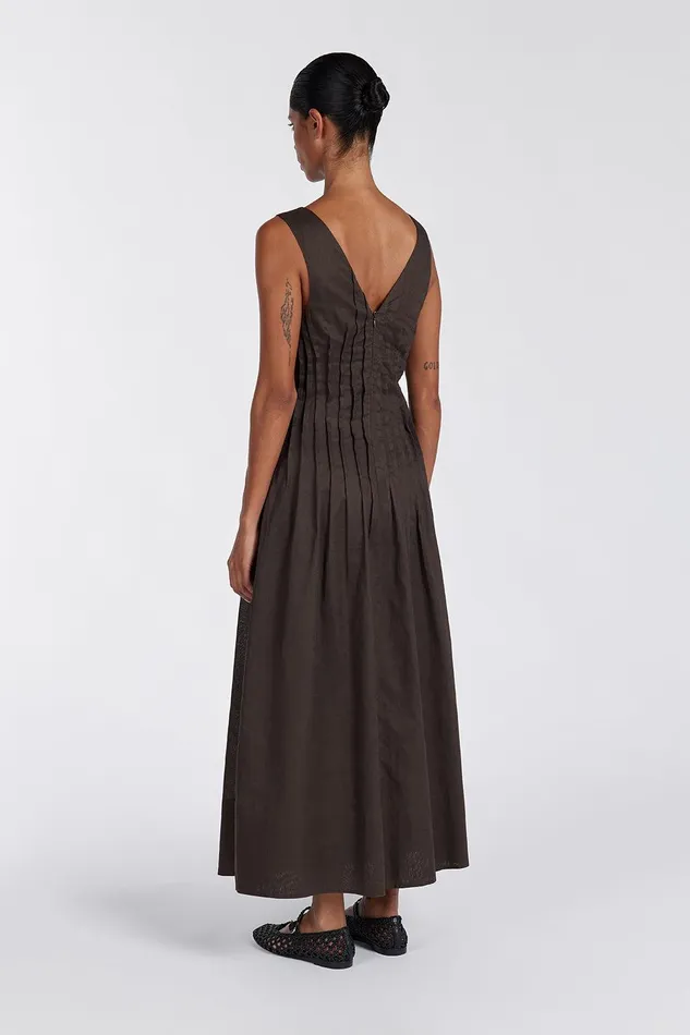 MANA BITTER CHOC LINEN MIDI DRESS Women DISSH Midi Dresses