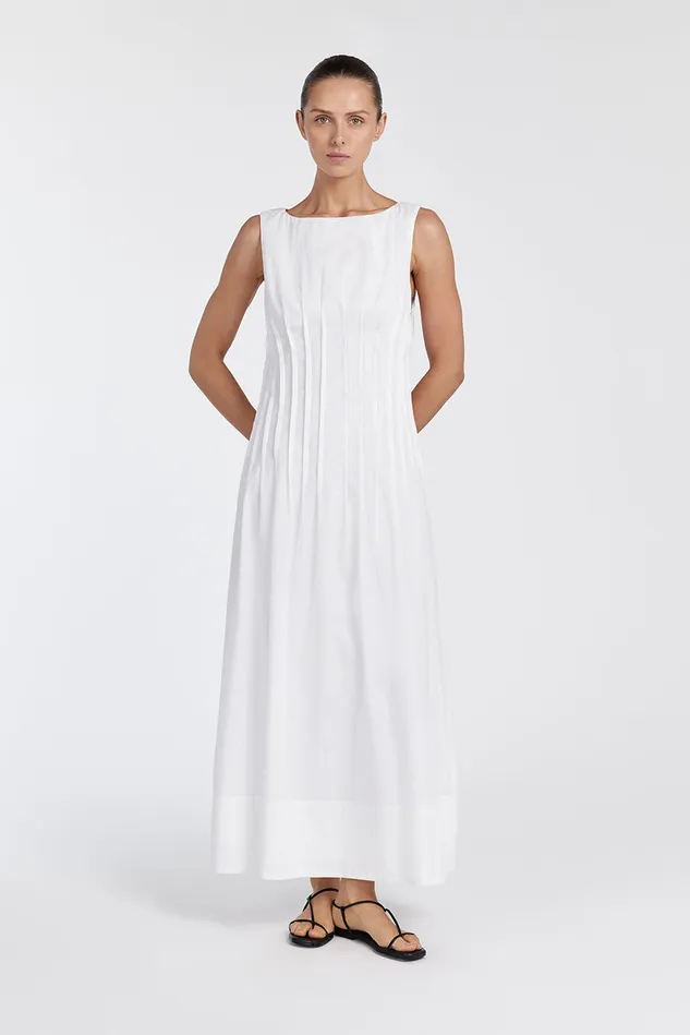 MANA WHITE LINEN MIDI DRESS Women DISSH White Dresses
