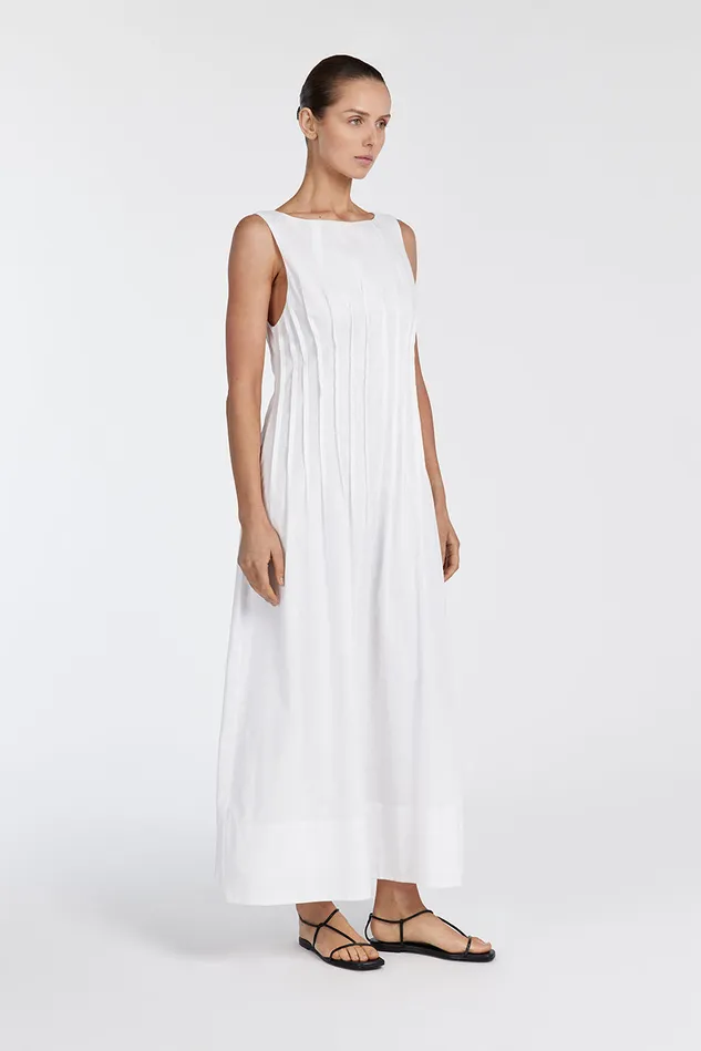 MANA WHITE LINEN MIDI DRESS Women DISSH White Dresses