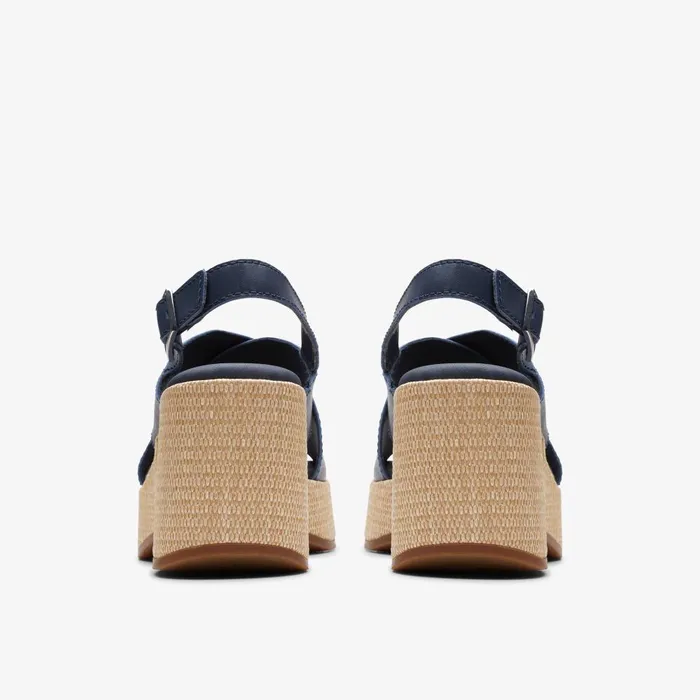 Manon Wish Navy Leather Women Clarks Sandals and Flip Flops