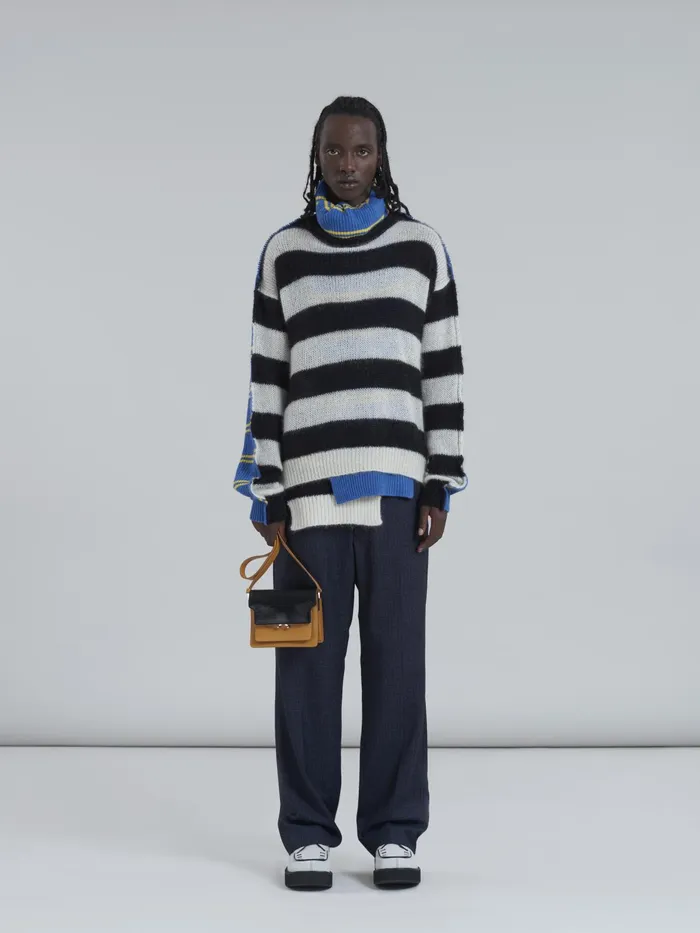 Marni Bicoloured Yellow And Calfskin Trunk Soft Bag Black Mens Shoulder Bags Marni Bicoloured Yellow And Calfskin Trunk Soft Bag Black Mens Shoulder Bags