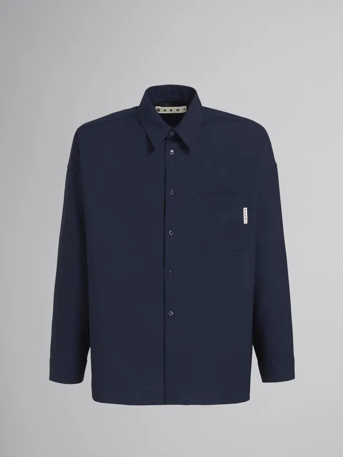 Marni Blue Black Tropical Wool Shirt Blublack Mens Shirts