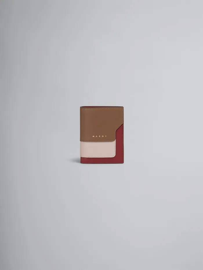 Marni Brown Pink And Burgundy Saffiano Leather Bifold Wallet Gold Brown Womens Wallets and Small Leather Goods Marni Brown Pink And Burgundy Saffiano Leather Bifold Wallet Gold Brown Womens Wallets and Small Leather Goods