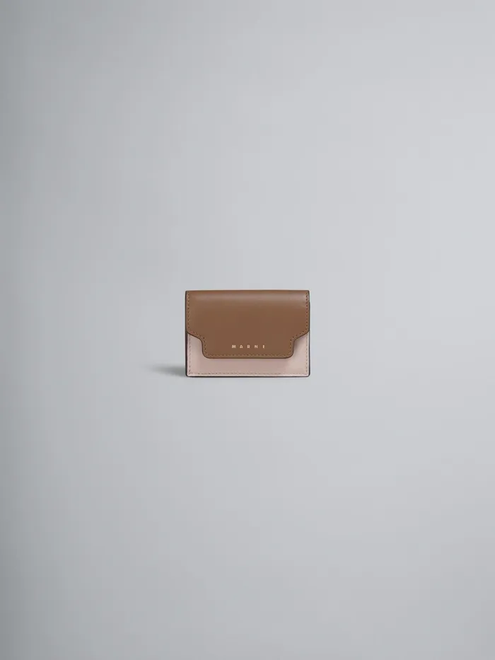 Marni Brown Pink And Burgundy Saffiano Leather Trifold Wallet Gold Brown Womens Wallets and Small Leather Goods Marni Brown Pink And Burgundy Saffiano Leather Trifold Wallet Gold Brown Womens Wallets and Small Leather Goods