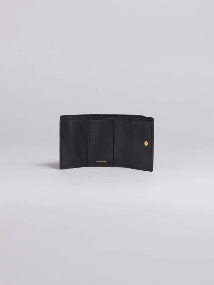 Marni Brown Pink And Burgundy Saffiano Leather Trifold Wallet Gold Brown Womens Wallets and Small Leather Goods