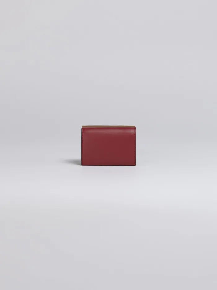 Marni Brown Pink And Burgundy Saffiano Leather Trifold Wallet Gold Brown Womens Wallets and Small Leather Goods