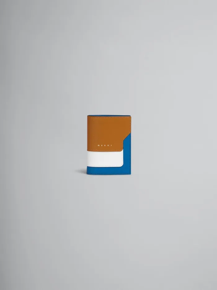 Marni Brown White And Blue Saffiano Leather Bifold Wallet Dijon Womens Wallets and Small Leather Goods Marni Brown White And Blue Saffiano Leather Bifold Wallet Dijon Womens Wallets and Small Leather Goods