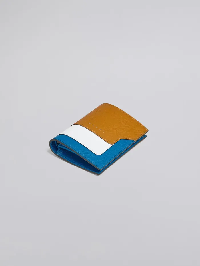 Marni Brown White And Blue Saffiano Leather Bifold Wallet Dijon Womens Wallets and Small Leather Goods Marni Brown White And Blue Saffiano Leather Bifold Wallet Dijon Womens Wallets and Small Leather Goods