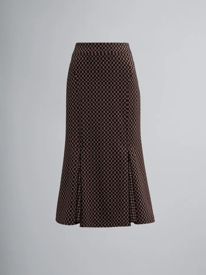 Marni Check Jacquard Jersey Skirt Maroon Womens Skirts