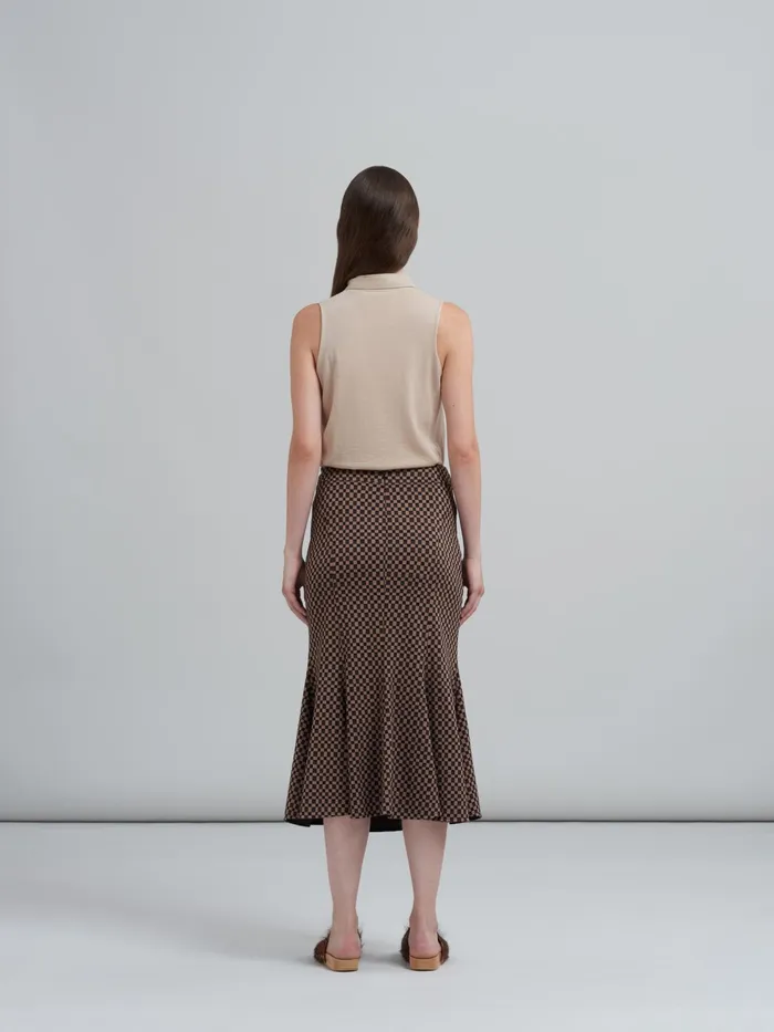 Marni Check Jacquard Jersey Skirt Maroon Womens Skirts