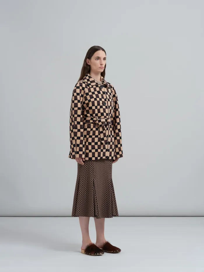 Marni Check Jacquard Jersey Skirt Maroon Womens Skirts