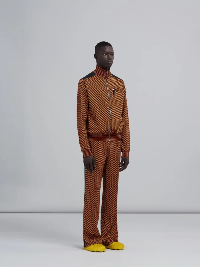 Marni Check Jacquard Jersey Track Trousers Alkekengi Mens Trousers Marni Check Jacquard Jersey Track Trousers Alkekengi Mens Trousers