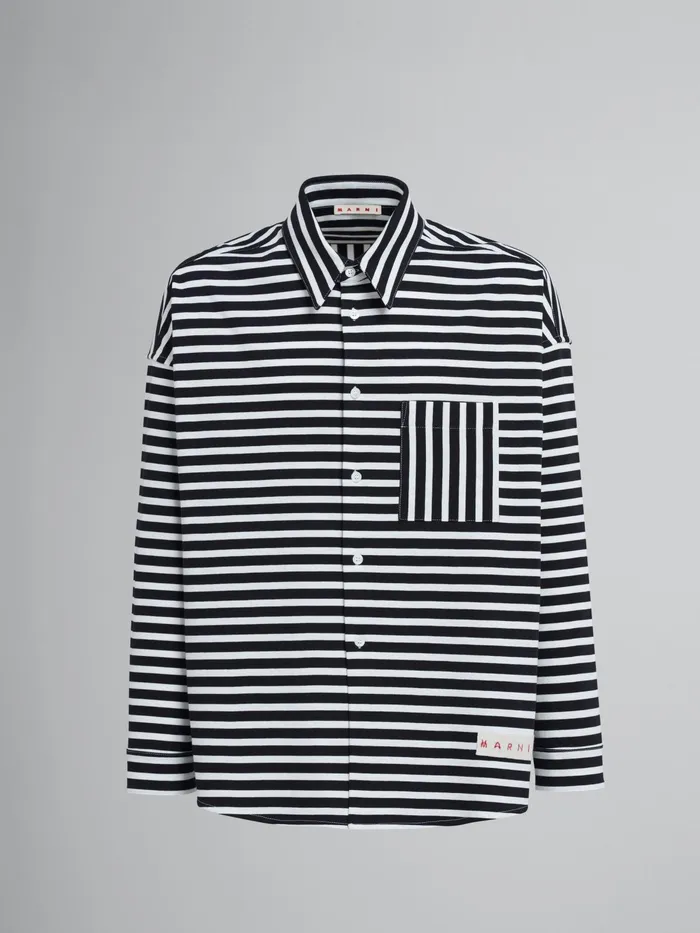 Marni Compact Striped Jersey Shirt Lily White Mens Shirts