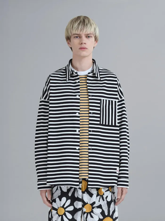 Marni Compact Striped Jersey Shirt Lily White Mens Shirts Marni Compact Striped Jersey Shirt Lily White Mens Shirts
