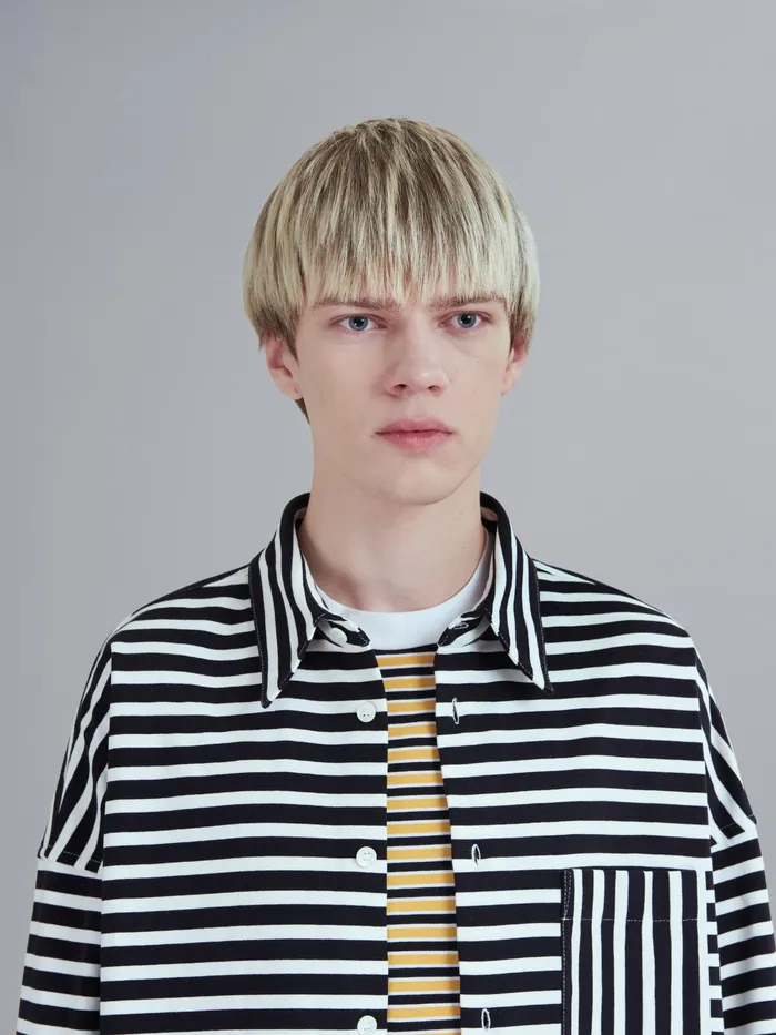 Marni Compact Striped Jersey Shirt Lily White Mens Shirts Marni Compact Striped Jersey Shirt Lily White Mens Shirts