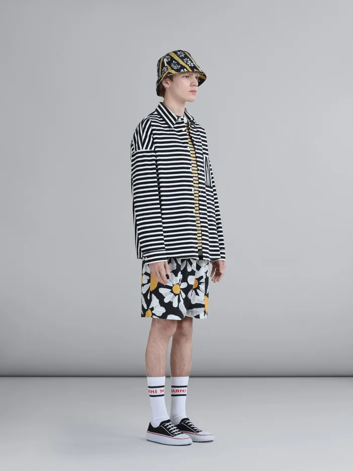 Marni Compact Striped Jersey Shirt Lily White Mens Shirts Marni Compact Striped Jersey Shirt Lily White Mens Shirts