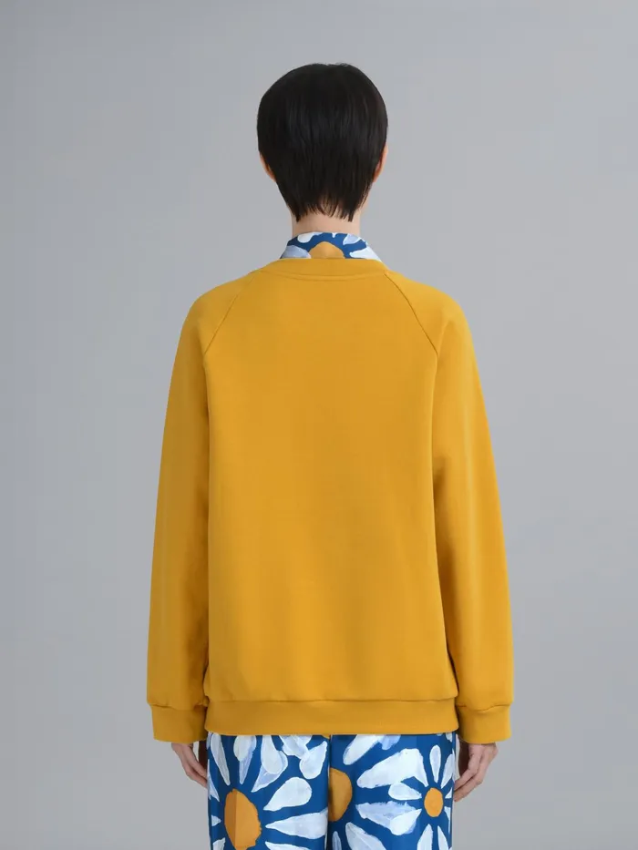 Marni Daisy Logo Print Cotton Crewneck Sweatshirt Gold Womens Sweatshirts and TShirts