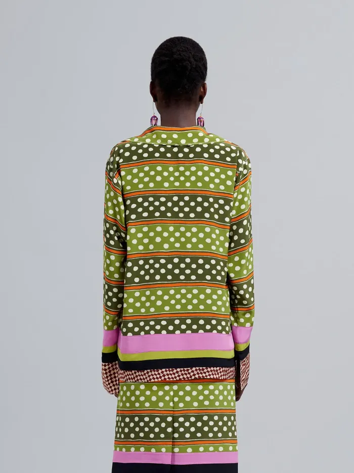 Marni Dot and Stripe Print Silk Shirt Dusty Olive Womens Tops and Shirts Marni Dot and Stripe Print Silk Shirt Dusty Olive Womens Tops and Shirts