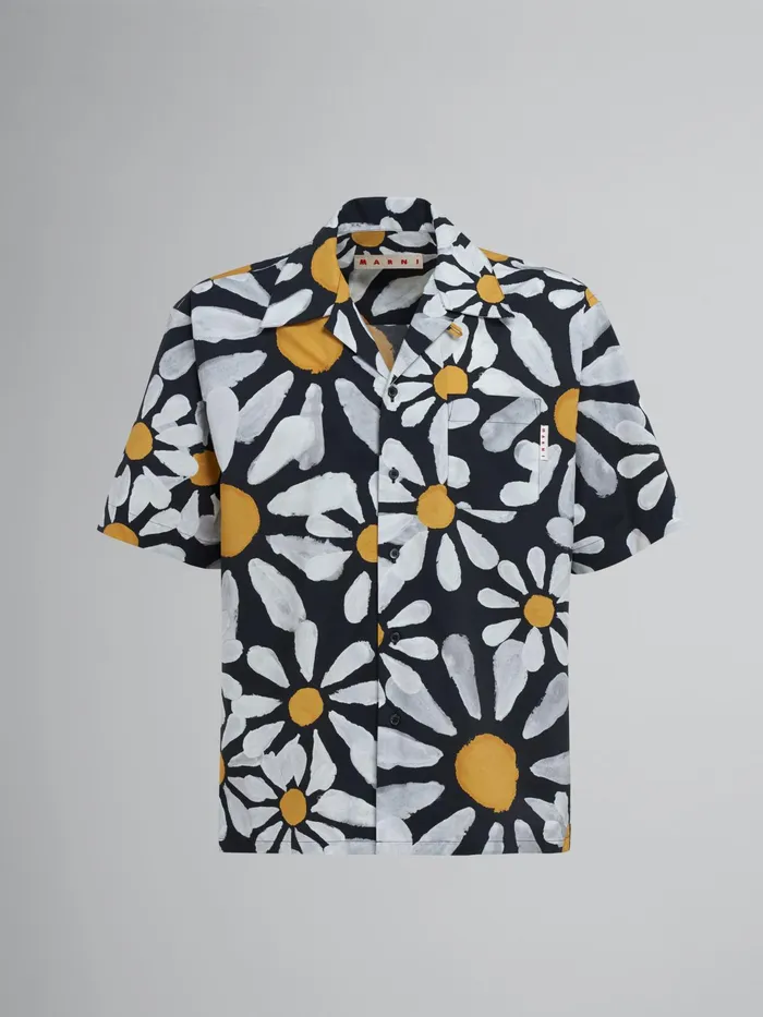 Marni Euphoria Print Poplin Bowling Shirt Black Mens Shirts