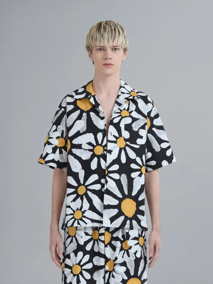 Marni Euphoria Print Poplin Bowling Shirt Black Mens Shirts Marni Euphoria Print Poplin Bowling Shirt Black Mens Shirts