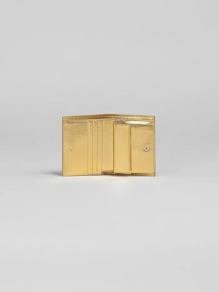 Marni Gold Metallic Leather Bifold Wallet Gold Sand Womens Wallets and Small Leather Goods Marni Gold Metallic Leather Bifold Wallet Gold Sand Womens Wallets and Small Leather Goods