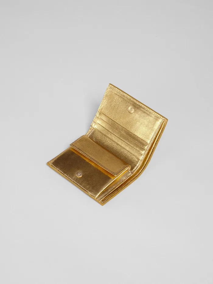 Marni Gold Metallic Leather Bifold Wallet Gold Sand Womens Wallets and Small Leather Goods Marni Gold Metallic Leather Bifold Wallet Gold Sand Womens Wallets and Small Leather Goods