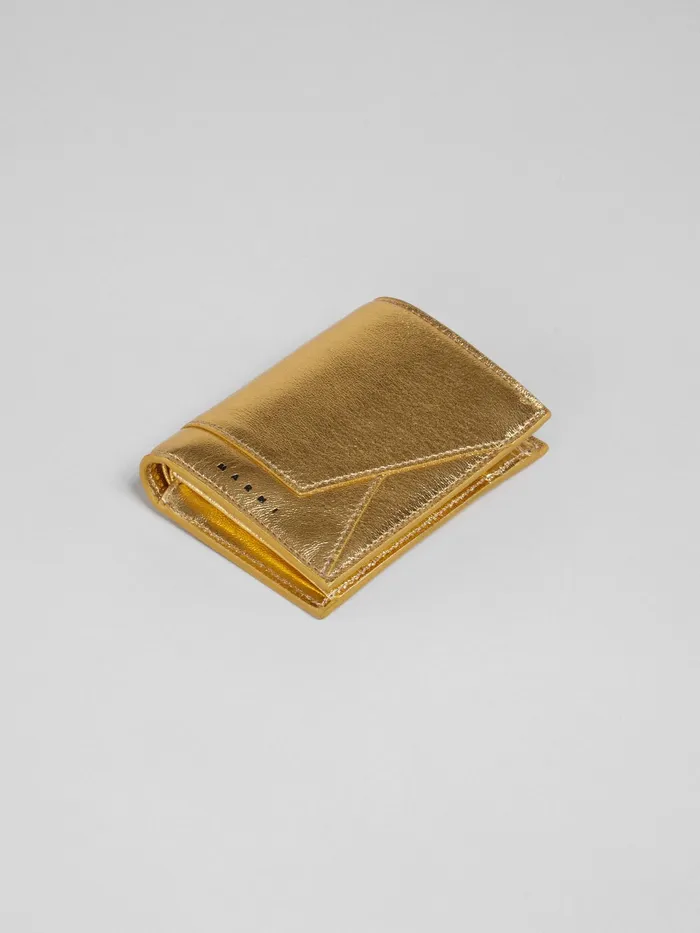 Marni Gold Metallic Leather Bifold Wallet Gold Sand Womens Wallets and Small Leather Goods Marni Gold Metallic Leather Bifold Wallet Gold Sand Womens Wallets and Small Leather Goods