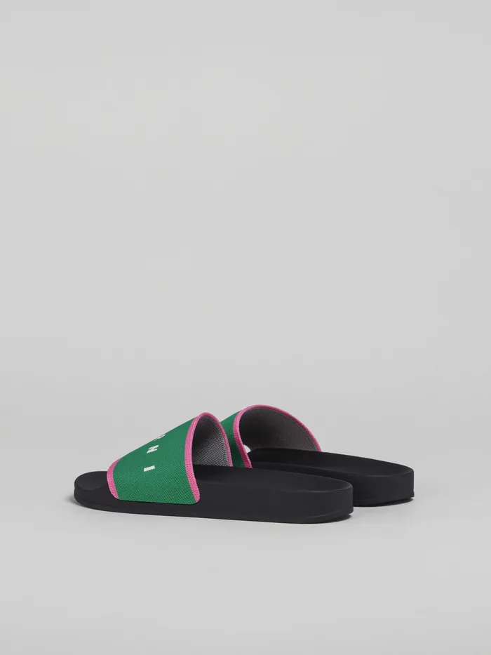 Marni Green And Pink Stretch Logo Jacquard Slide Garden Green Womens Flats Marni Green And Pink Stretch Logo Jacquard Slide Garden Green Womens Flats