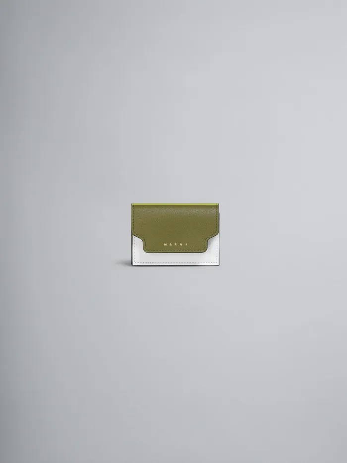 Marni Green And White Saffiano Leather Trifoldwallet Olive Womens Wallets and Small Leather Goods Marni Green And White Saffiano Leather Trifoldwallet Olive Womens Wallets and Small Leather Goods