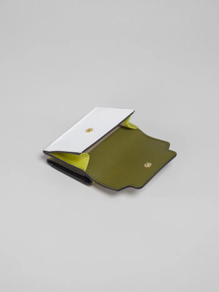 Marni Green And White Saffiano Leather Trifoldwallet Olive Womens Wallets and Small Leather Goods Marni Green And White Saffiano Leather Trifoldwallet Olive Womens Wallets and Small Leather Goods