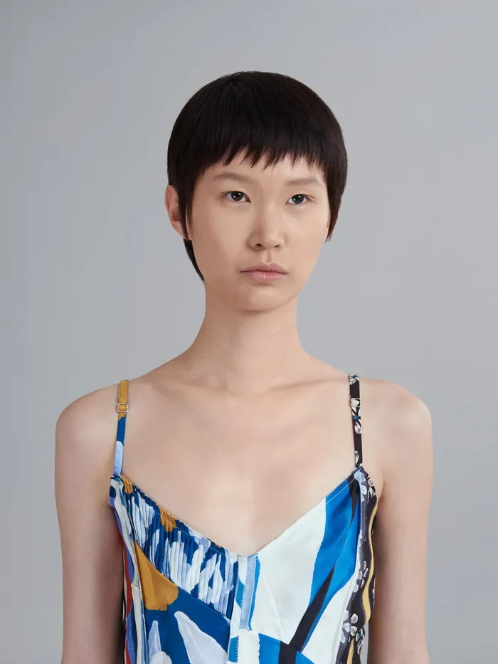 Marni Horizons Print Jacquard Viscose Dress Lacquer Womens Dresses Marni Horizons Print Jacquard Viscose Dress Lacquer Womens Dresses
