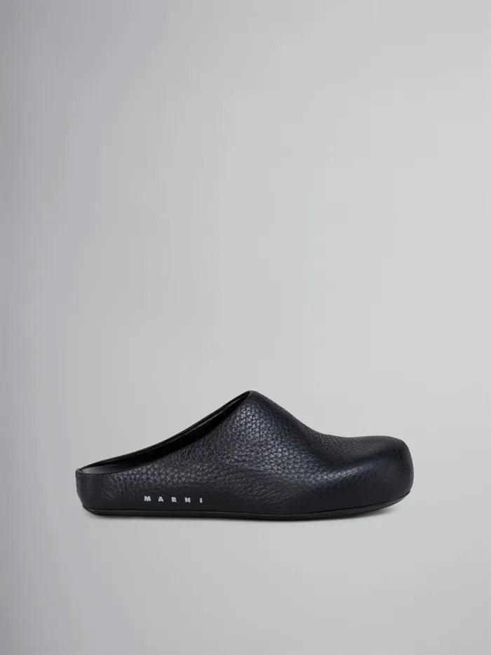 Marni Leather Fussbett Sabot Black Womens Flats