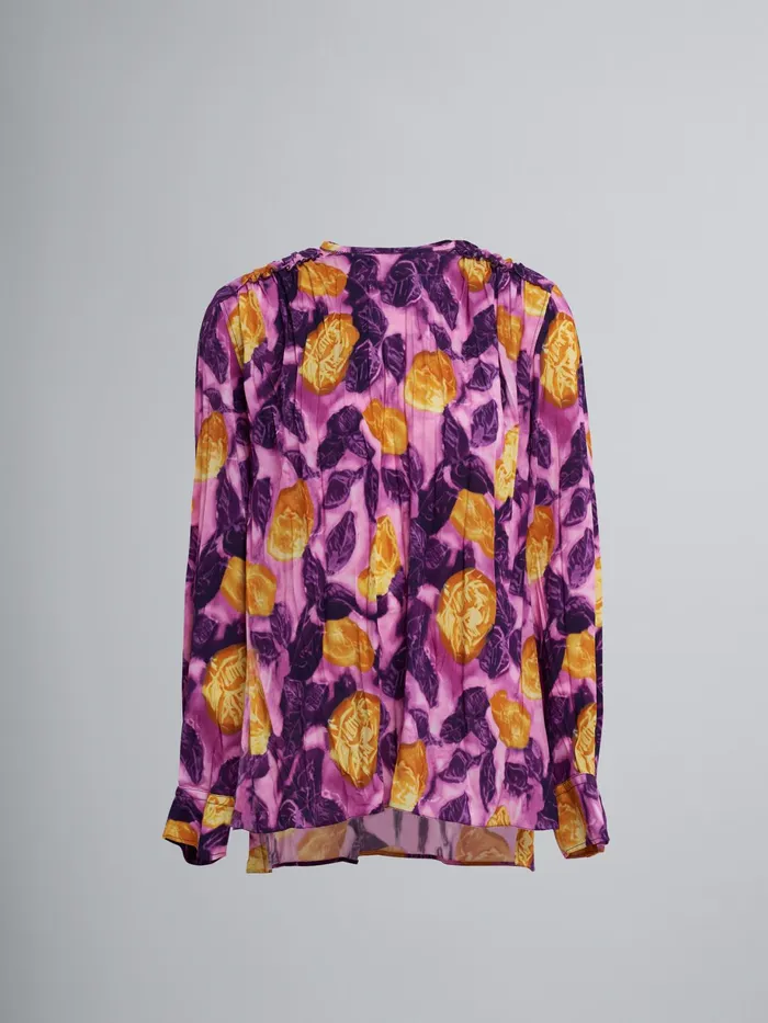 Marni Morning Blossom Print Sabl Viscose Shirt Crocus Womens Tops and Shirts