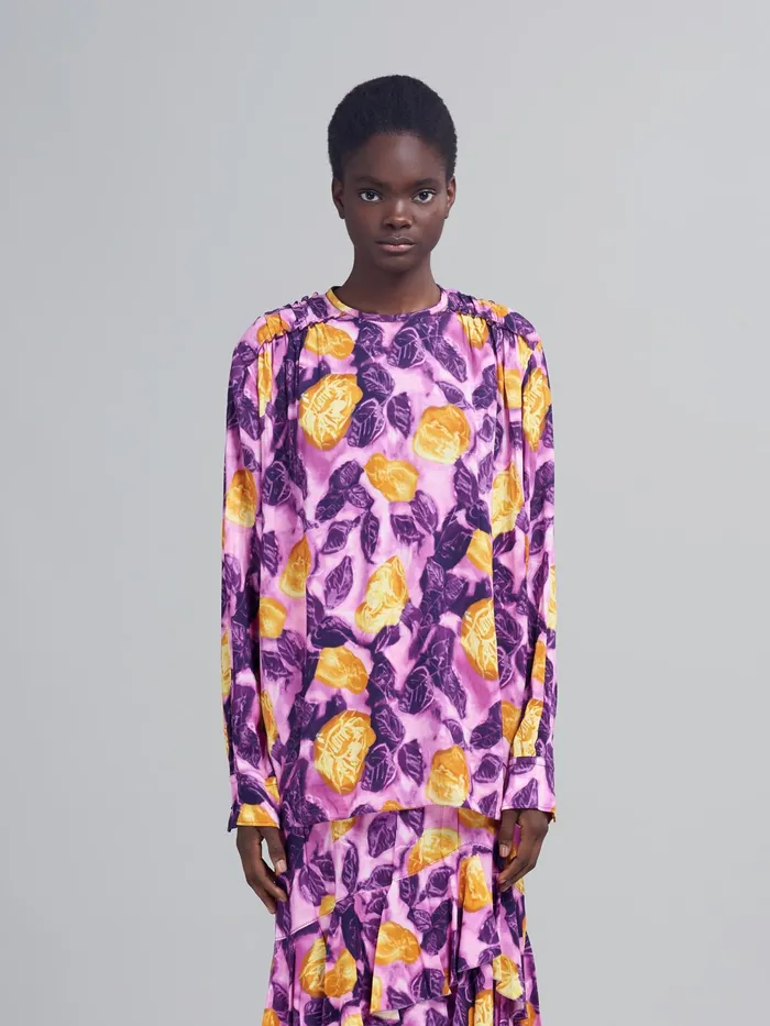 Marni Morning Blossom Print Sabl Viscose Shirt Crocus Womens Tops and Shirts Marni Morning Blossom Print Sabl Viscose Shirt Crocus Womens Tops and Shirts