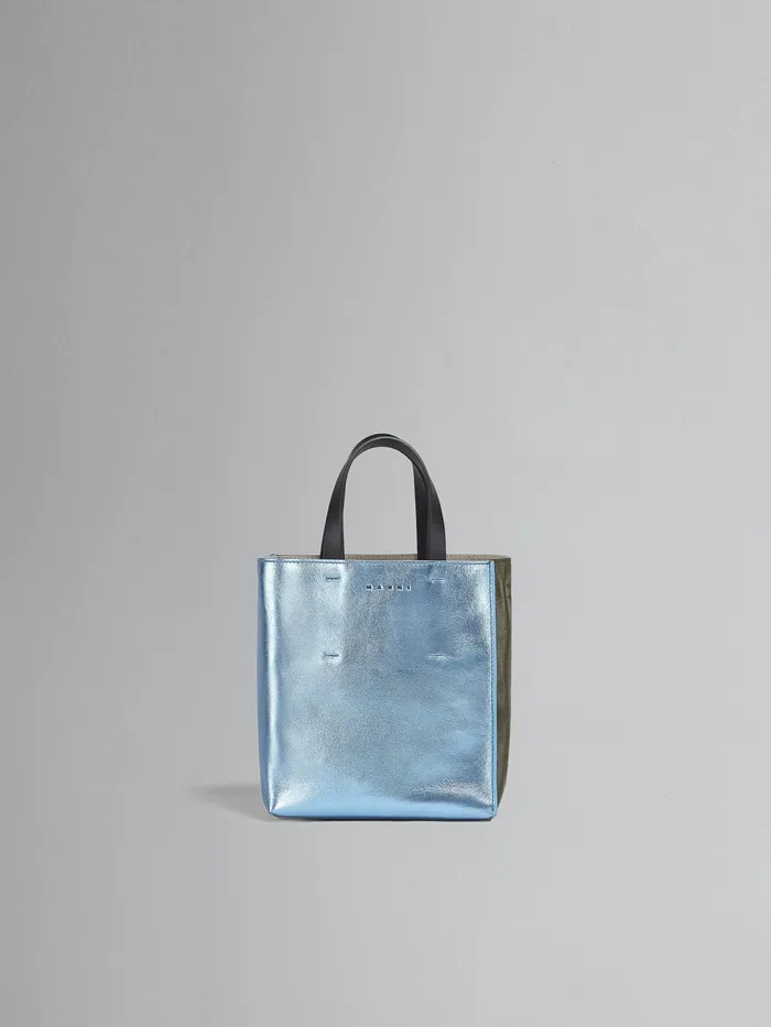 Marni Museo Mini Bag In Pale Blue And Green Metallic Leather Arctic Womens Shopping Bags Marni Museo Mini Bag In Pale Blue And Green Metallic Leather Arctic Womens Shopping Bags