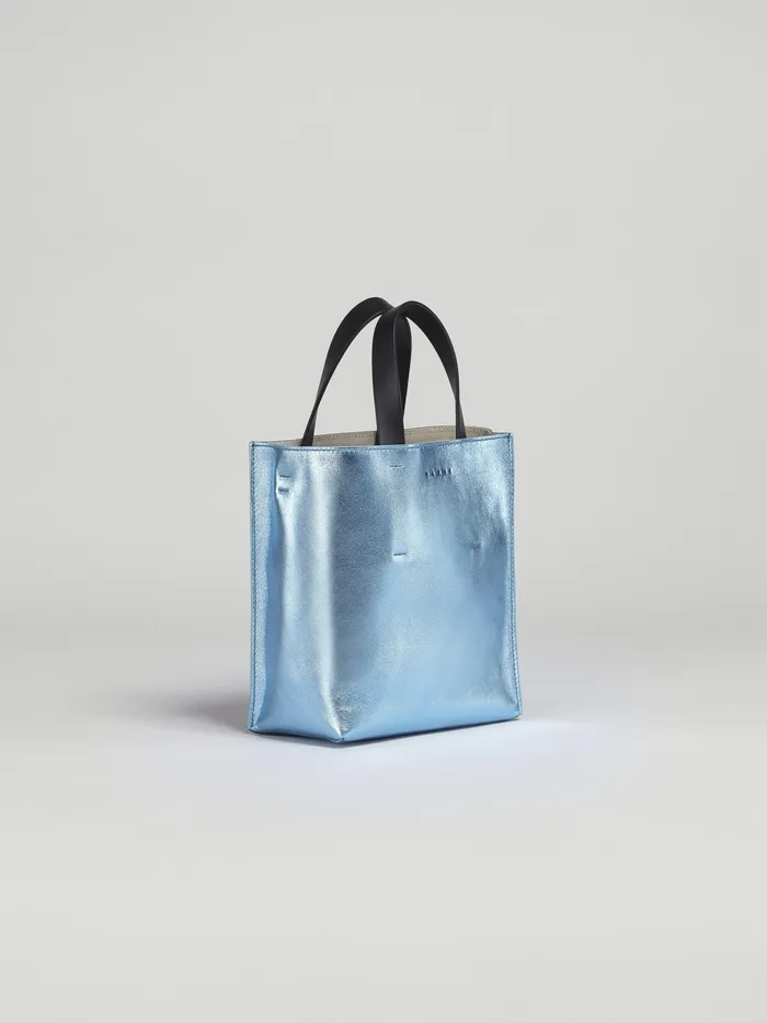 Marni Museo Mini Bag In Pale Blue And Green Metallic Leather Arctic Womens Shopping Bags