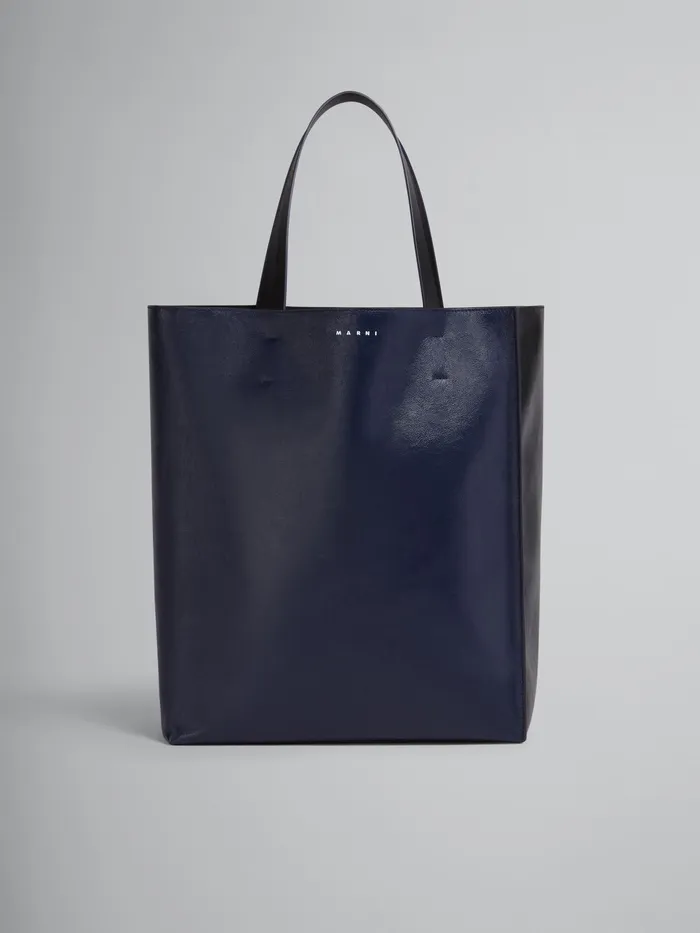 Marni Museo Soft Large Bag In Blue And Black Shiny Leather Navy Blue Mens Shoulder Bags Marni Museo Soft Large Bag In Blue And Black Shiny Leather Navy Blue Mens Shoulder Bags