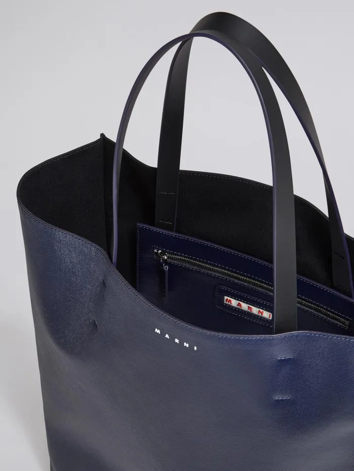 Marni Museo Soft Large Bag In Blue And Black Shiny Leather Navy Blue Mens Shoulder Bags Marni Museo Soft Large Bag In Blue And Black Shiny Leather Navy Blue Mens Shoulder Bags