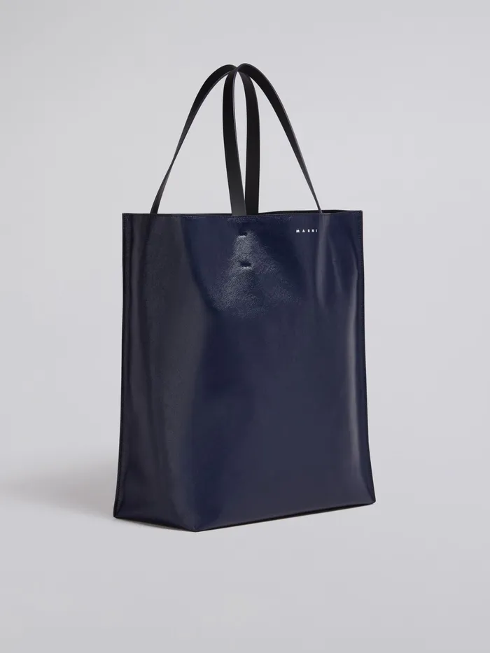 Marni Museo Soft Large Bag In Blue And Black Shiny Leather Navy Blue Mens Shoulder Bags Marni Museo Soft Large Bag In Blue And Black Shiny Leather Navy Blue Mens Shoulder Bags