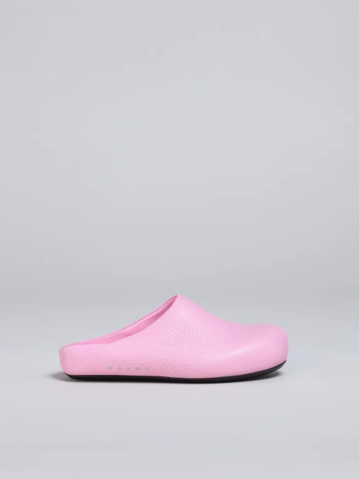 Marni Pink Leather Fussbett Sabot Rose Womens Sandals and Wedges