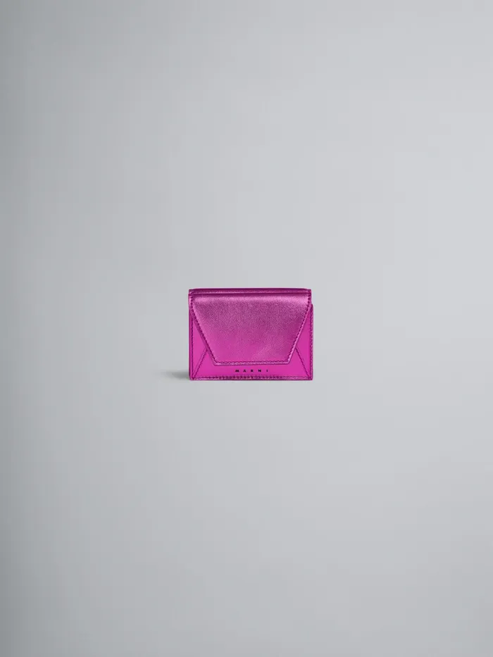 Marni Pink Metallic Leather Trifold Wallet Cassis Womens Wallets and Small Leather Goods Marni Pink Metallic Leather Trifold Wallet Cassis Womens Wallets and Small Leather Goods