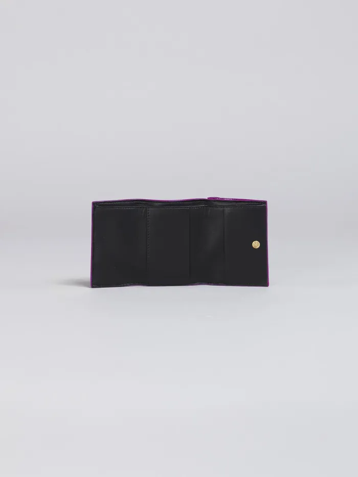 Marni Pink Metallic Leather Trifold Wallet Cassis Womens Wallets and Small Leather Goods Marni Pink Metallic Leather Trifold Wallet Cassis Womens Wallets and Small Leather Goods