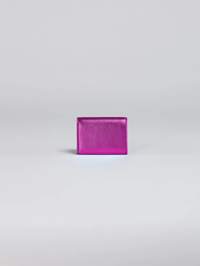 Marni Pink Metallic Leather Trifold Wallet Cassis Womens Wallets and Small Leather Goods Marni Pink Metallic Leather Trifold Wallet Cassis Womens Wallets and Small Leather Goods