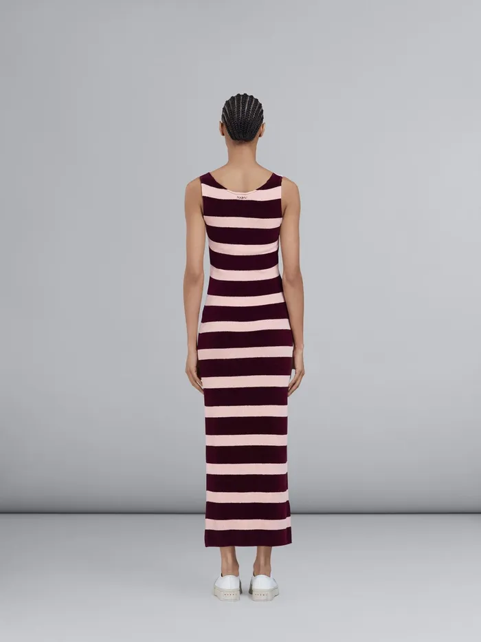 Marni Striped Chenille Knit Dress Burgundy Womens Dresses Marni Striped Chenille Knit Dress Burgundy Womens Dresses