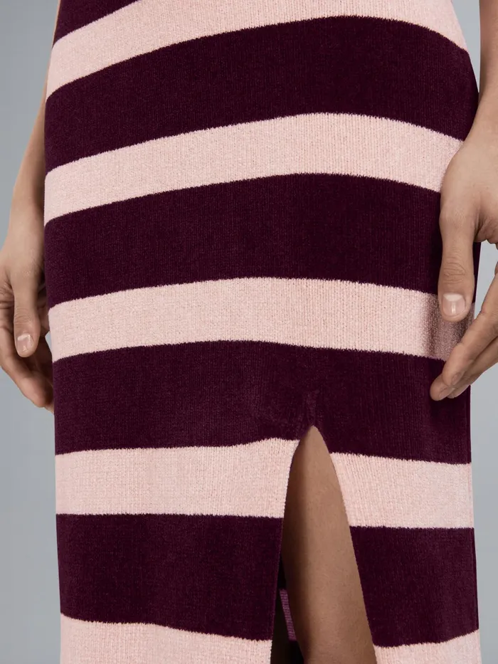 Marni Striped Chenille Knit Dress Burgundy Womens Dresses Marni Striped Chenille Knit Dress Burgundy Womens Dresses