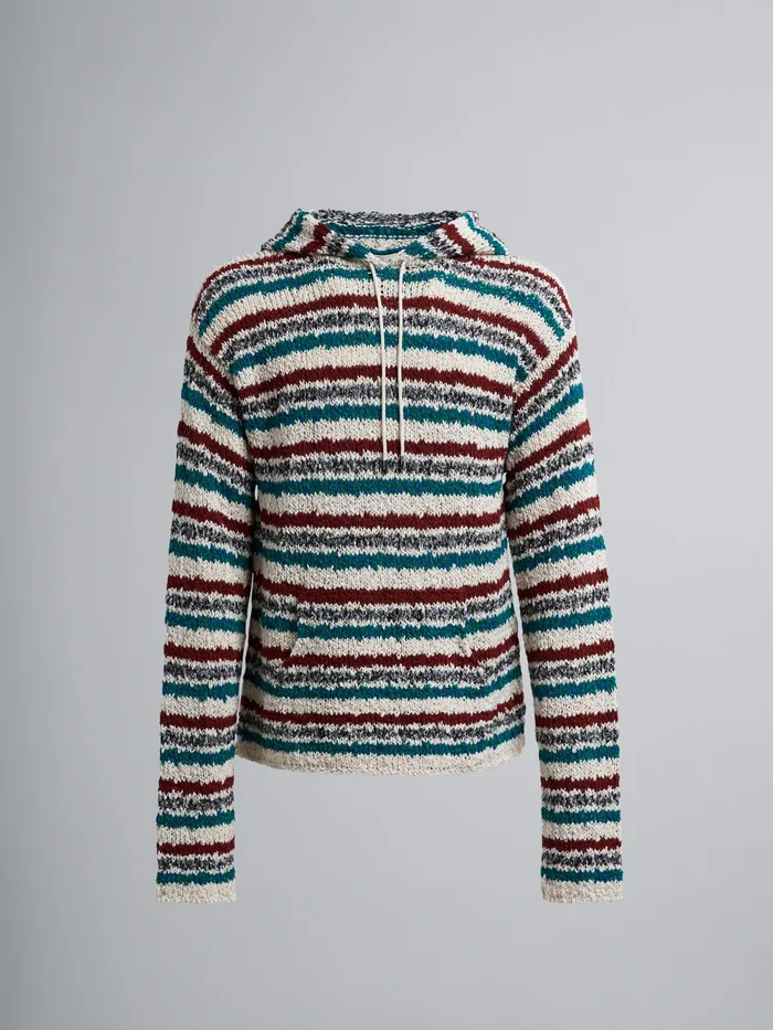 Marni Striped Twisted Cotton Sweater Raisin Mens Knitwear