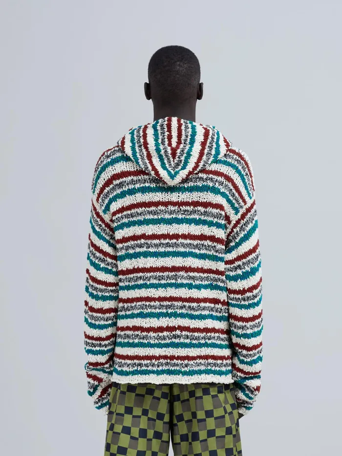 Marni Striped Twisted Cotton Sweater Raisin Mens Knitwear Marni Striped Twisted Cotton Sweater Raisin Mens Knitwear