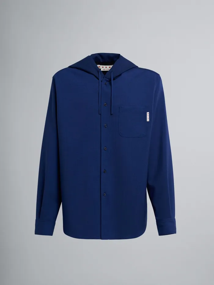 Marni Tropical Wool Overshirt Cornflower Mens Shirts